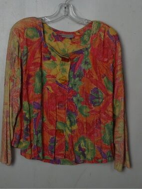 Bright Multicolor Floral Button-Down Top - Women's Long Sleeve